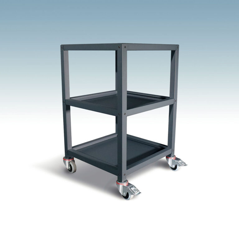 Metal workshop trolley on castors