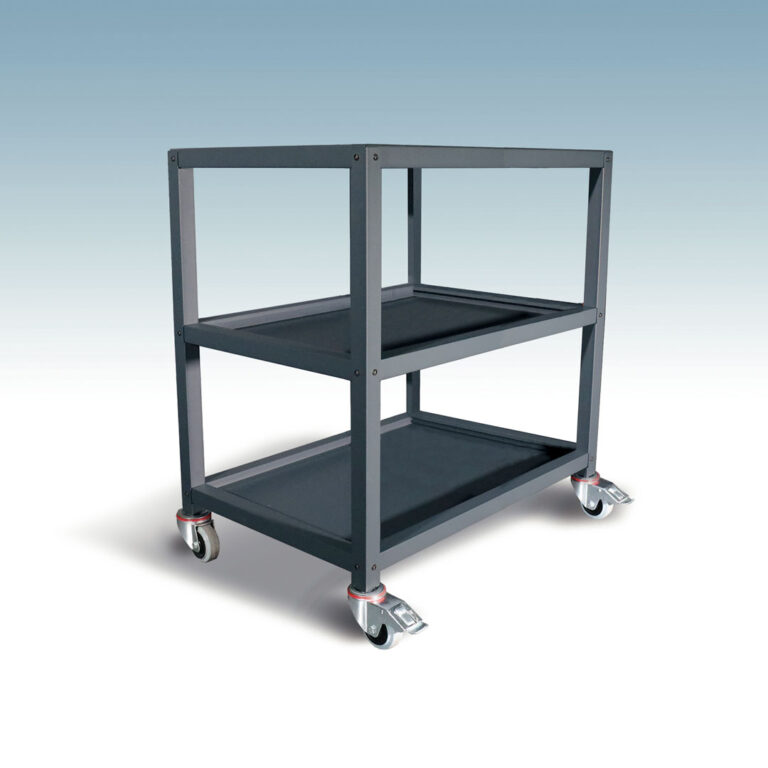 Metal workshop trolley on castors
