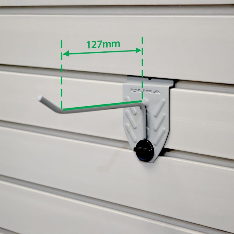 DUAS002 Single Prong Hooks 5inch Reach for StorePanel with Dims