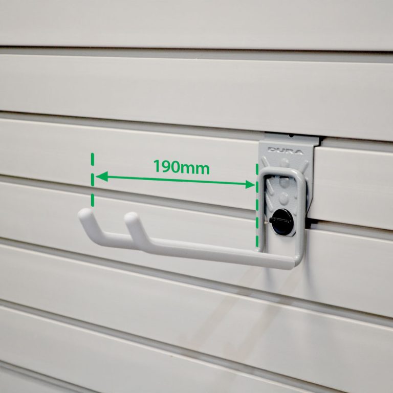 DUAS011 Universal Hook 190mm Reach for StorePanel with Dims